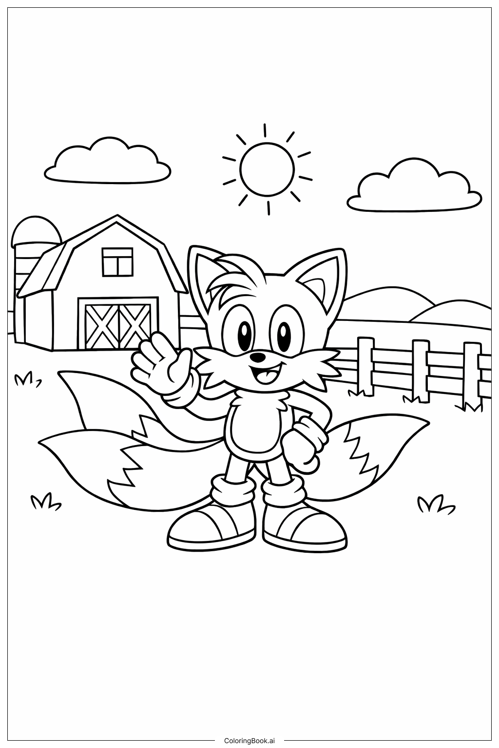  Page de coloriage Tails à la Ferme 