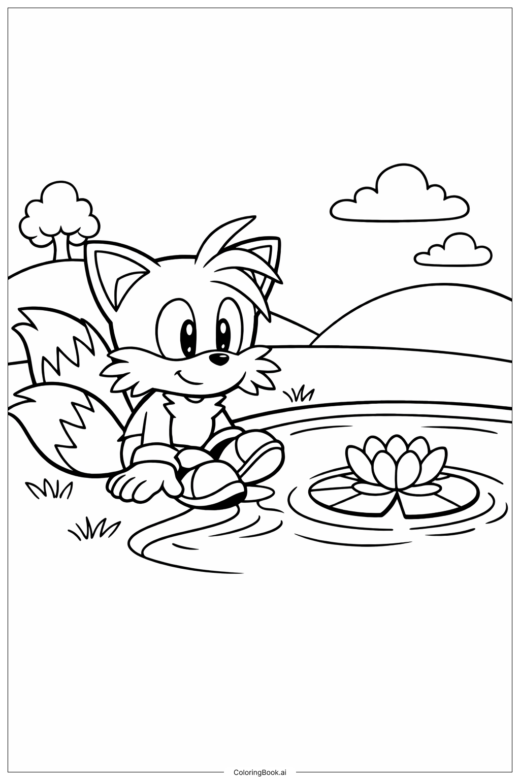  Page de coloriage Queues au Étang 