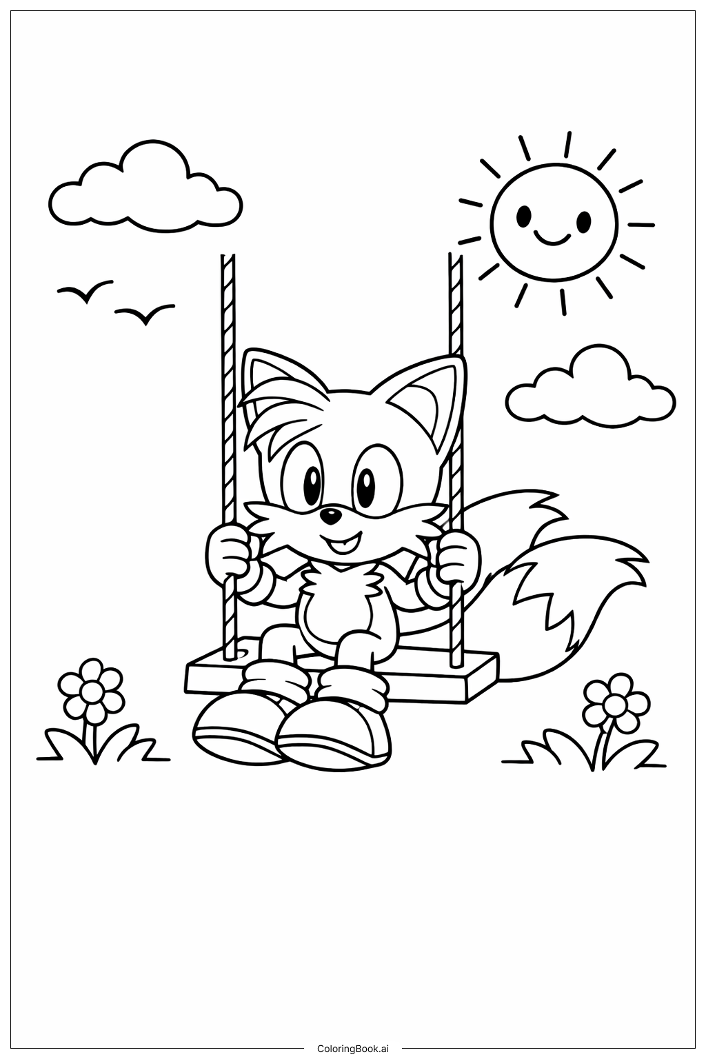 Page de coloriage Queue sur une balançoire 