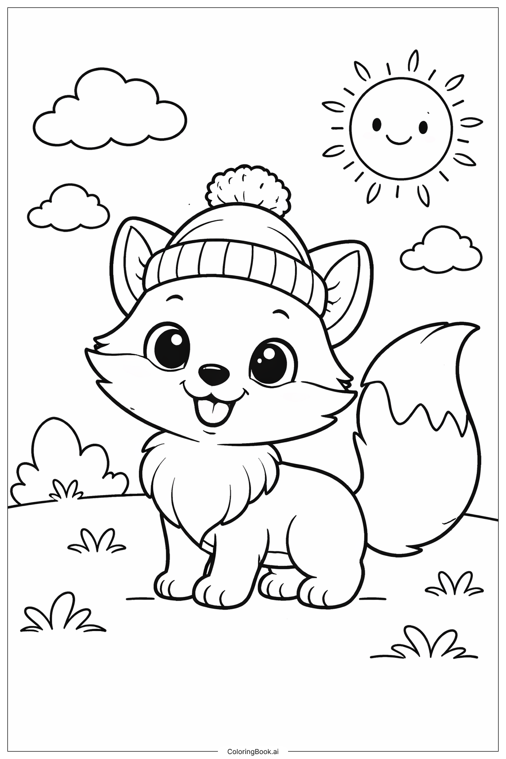 Renard avec un chapeau