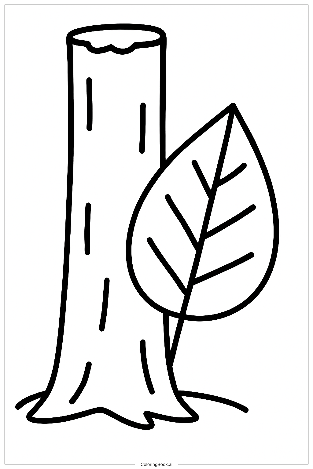 Página para colorir de Tronco de Árvore Alta com Folhas de Outono
