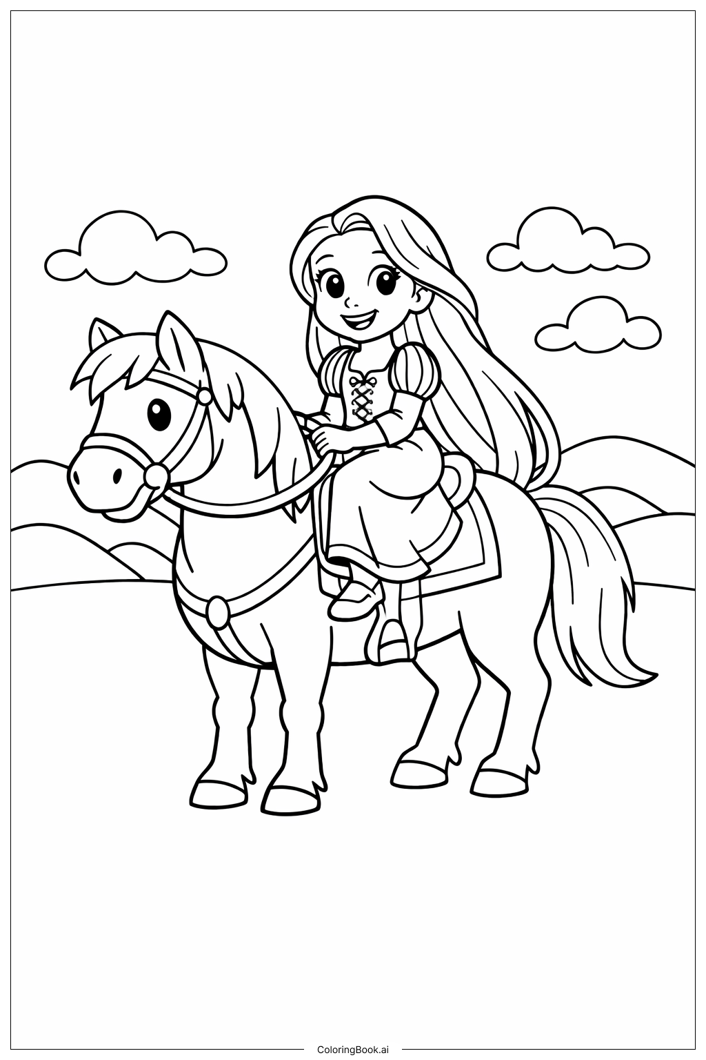 Chica Enredada Montando a Caballo