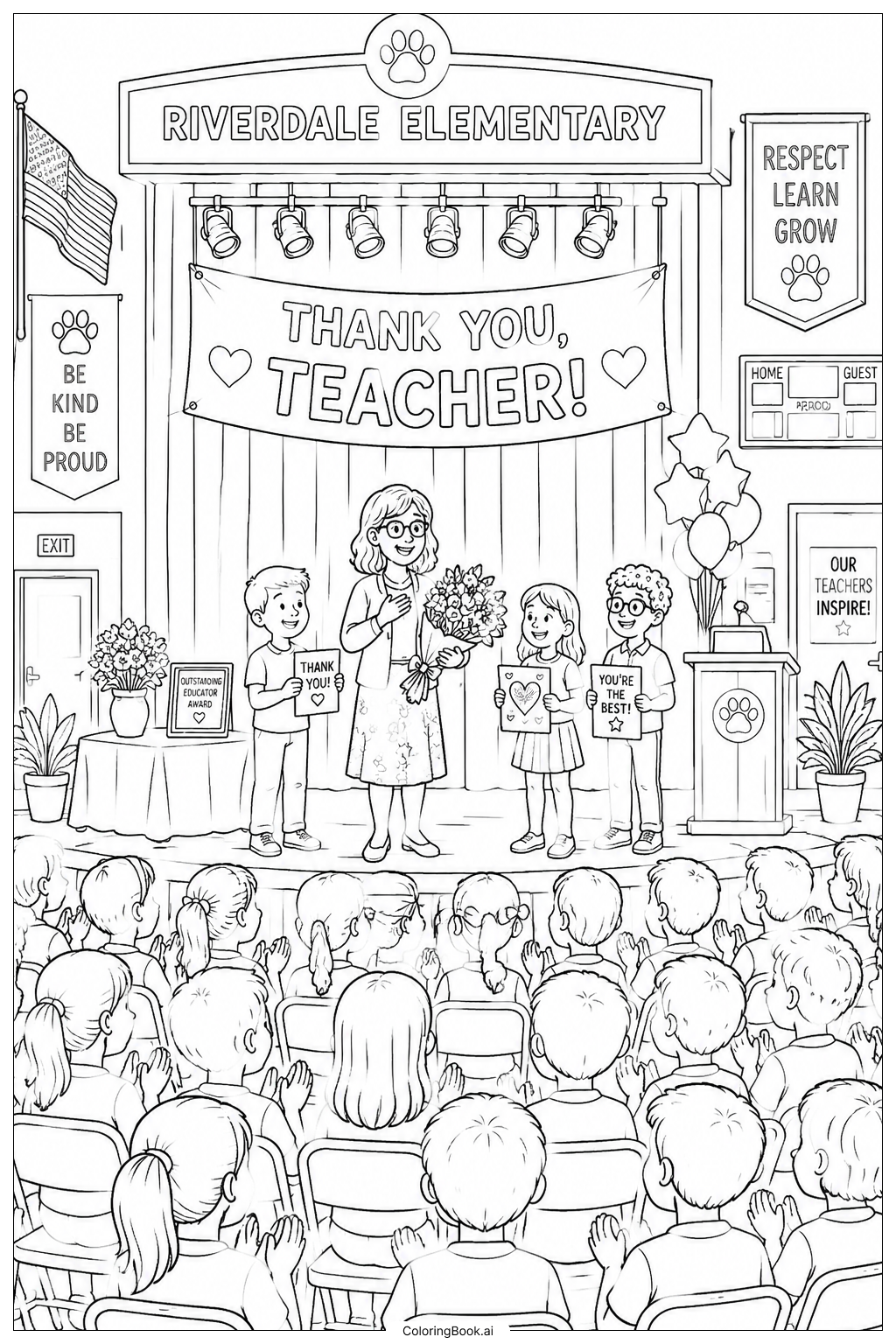  Teacher Appreciation School Assembly Coloring Page 