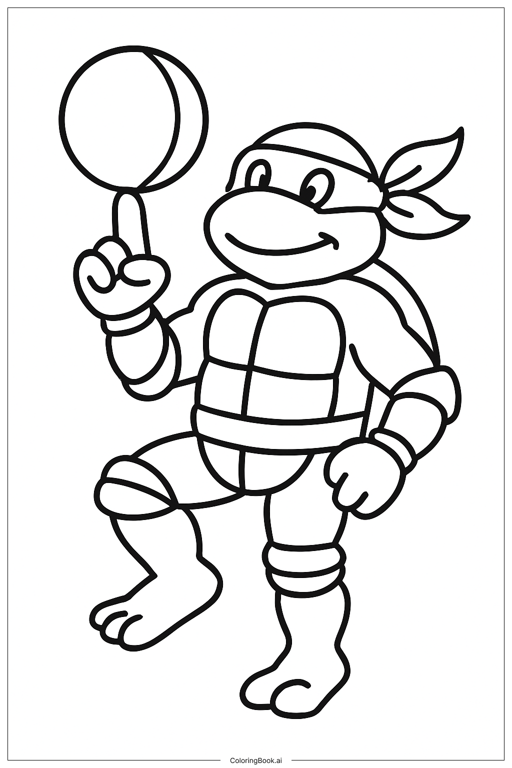  ティーンエイジ・ミュータント・ニンジャ・タートルズ バランスボールの塗り絵ページ 