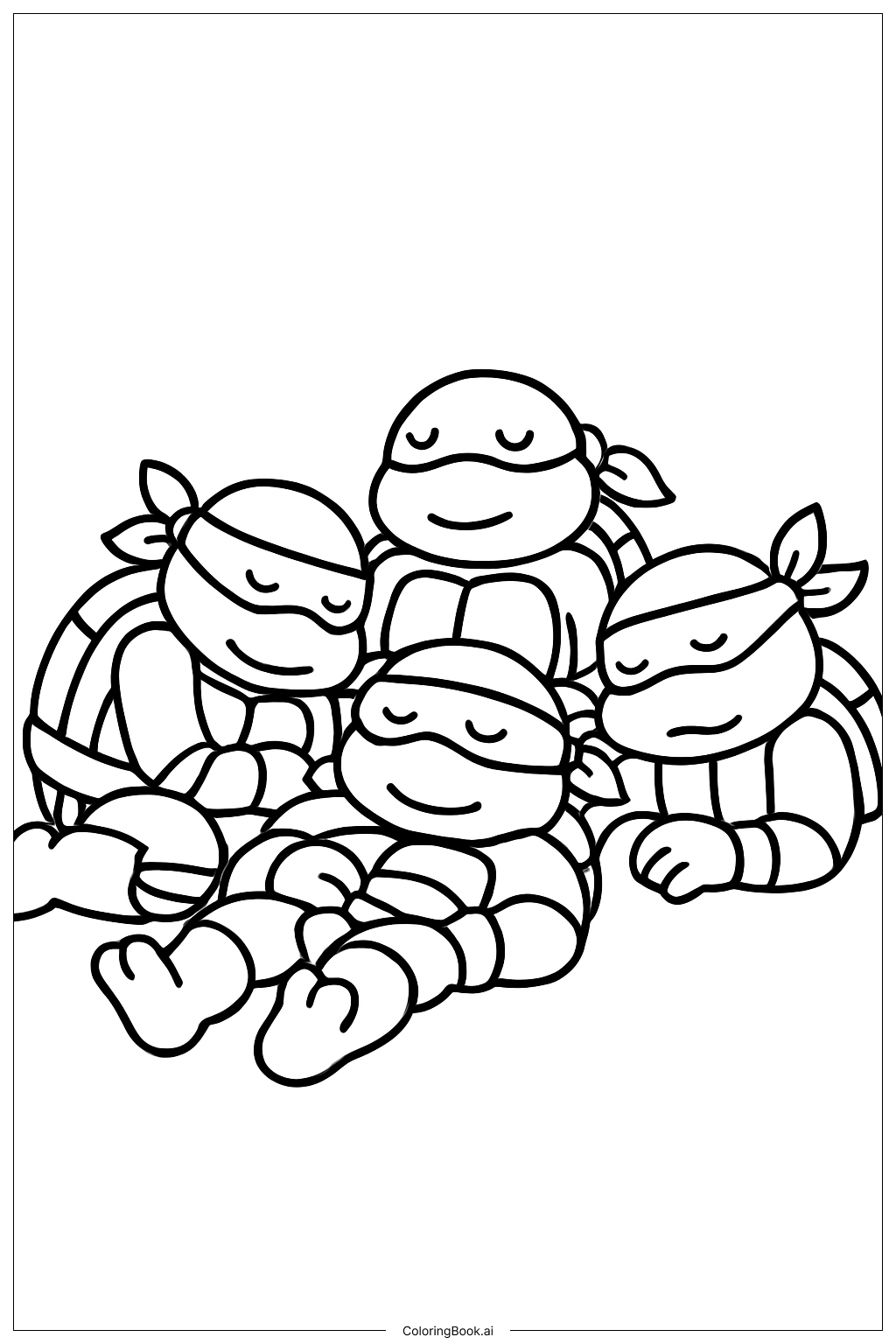  ティーンエイジ・ミュータント・ニンジャ・タートルズが平和に眠っているの塗り絵ページ 