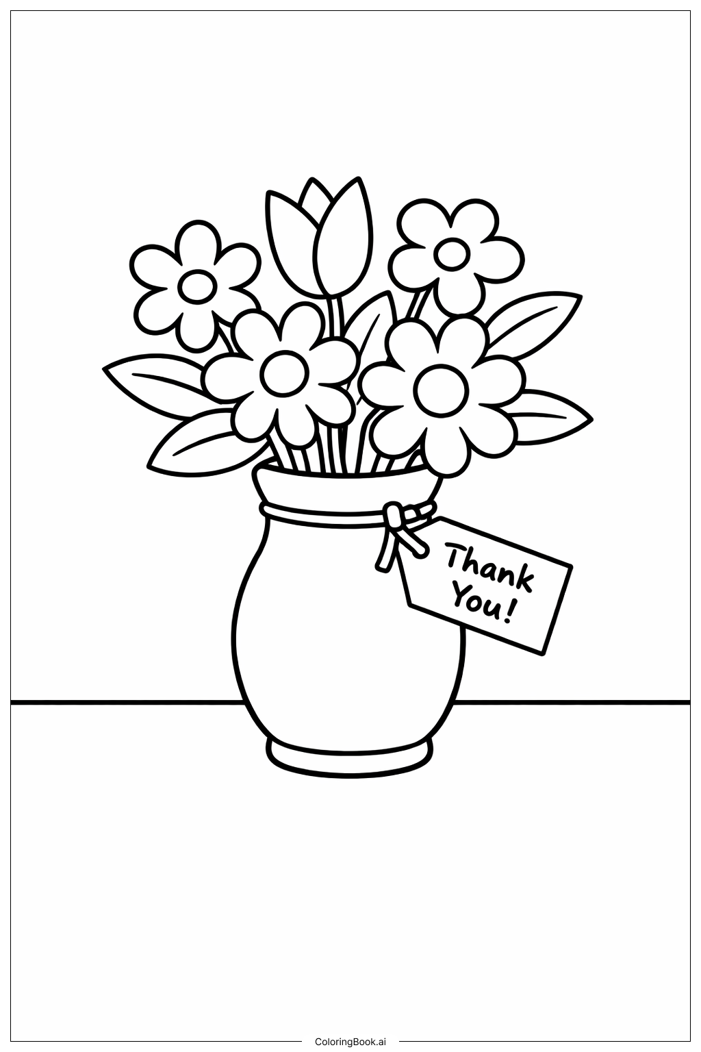  先生への感謝の花束の塗り絵ページ 