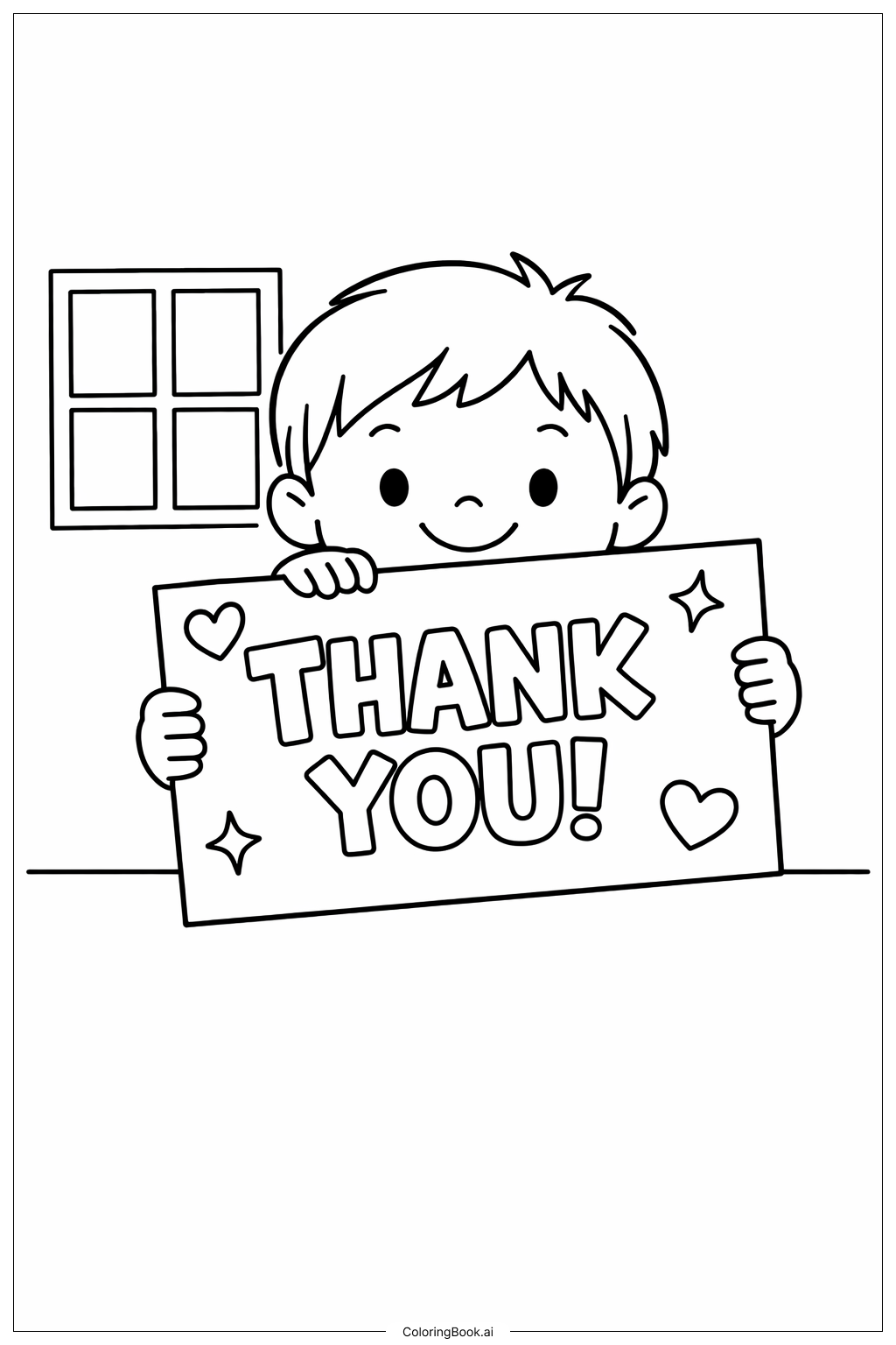  Thank You Child With Card Coloring Page 