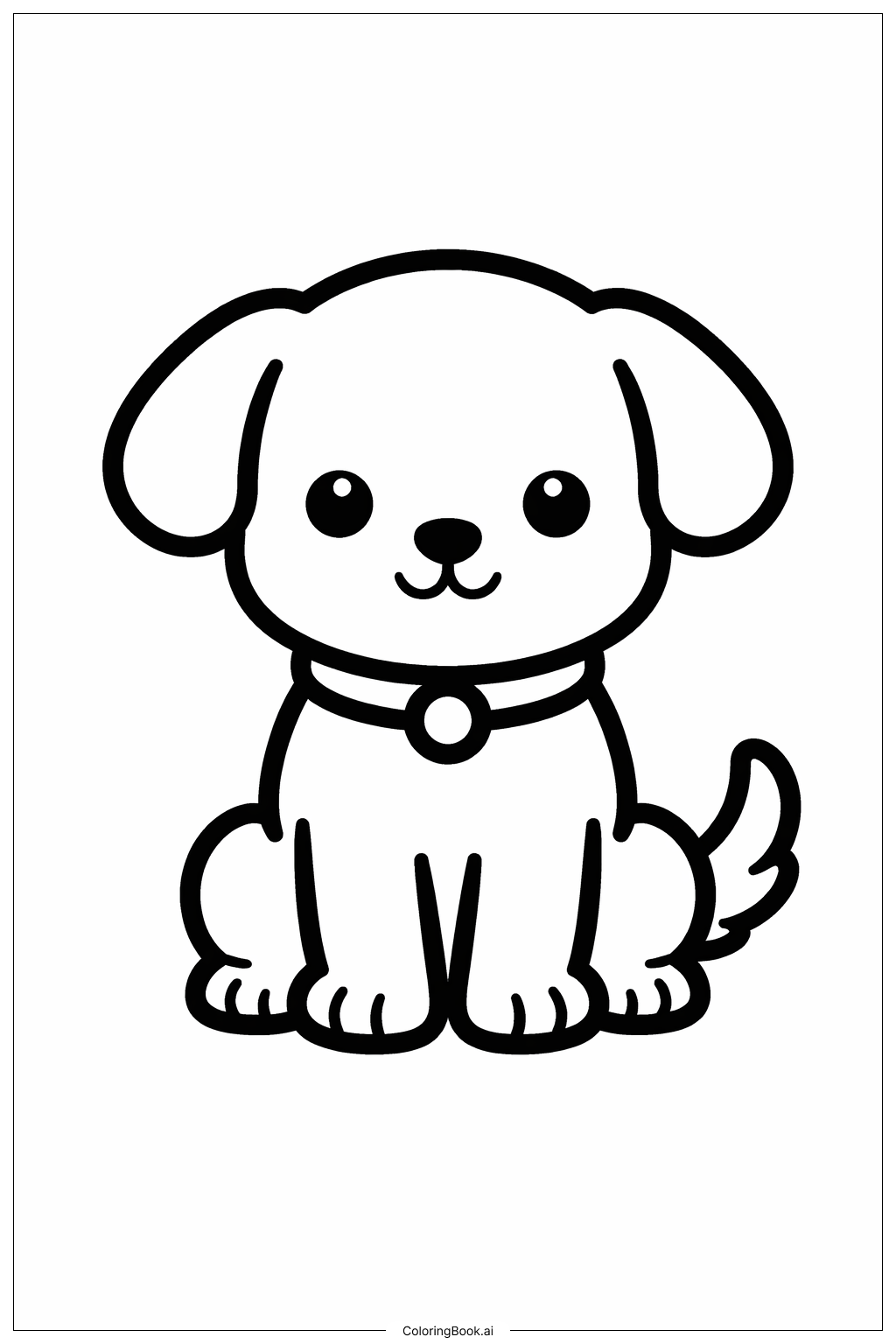  ありがとうかわいい子犬の塗り絵ページ 
