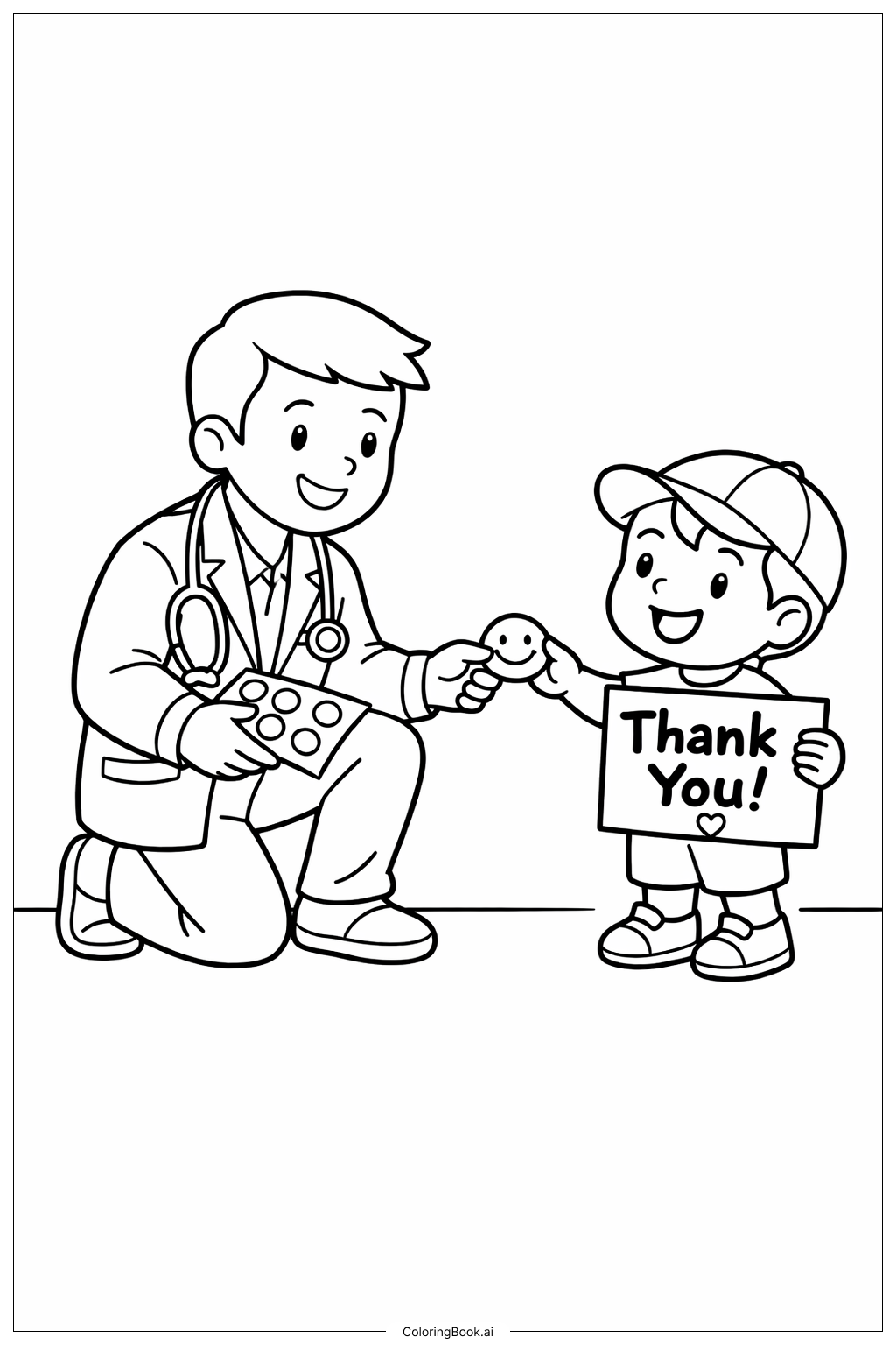  Thank You Doctor And Child Coloring Page 