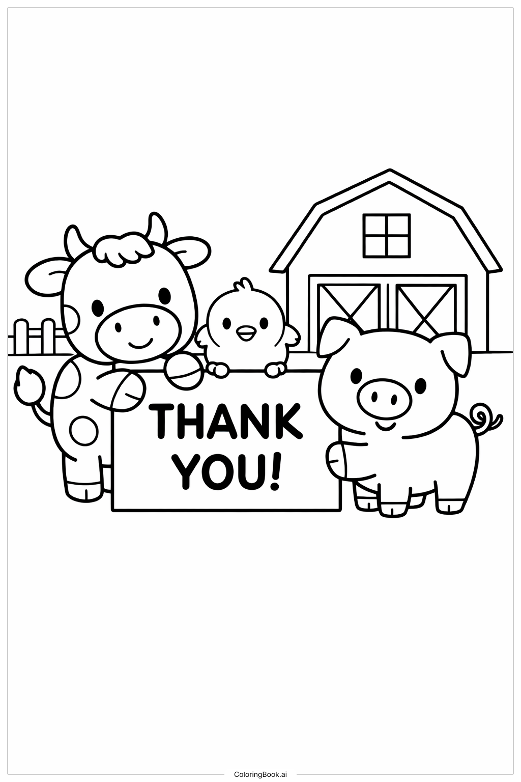  Thank You Farm Animals Coloring Page 