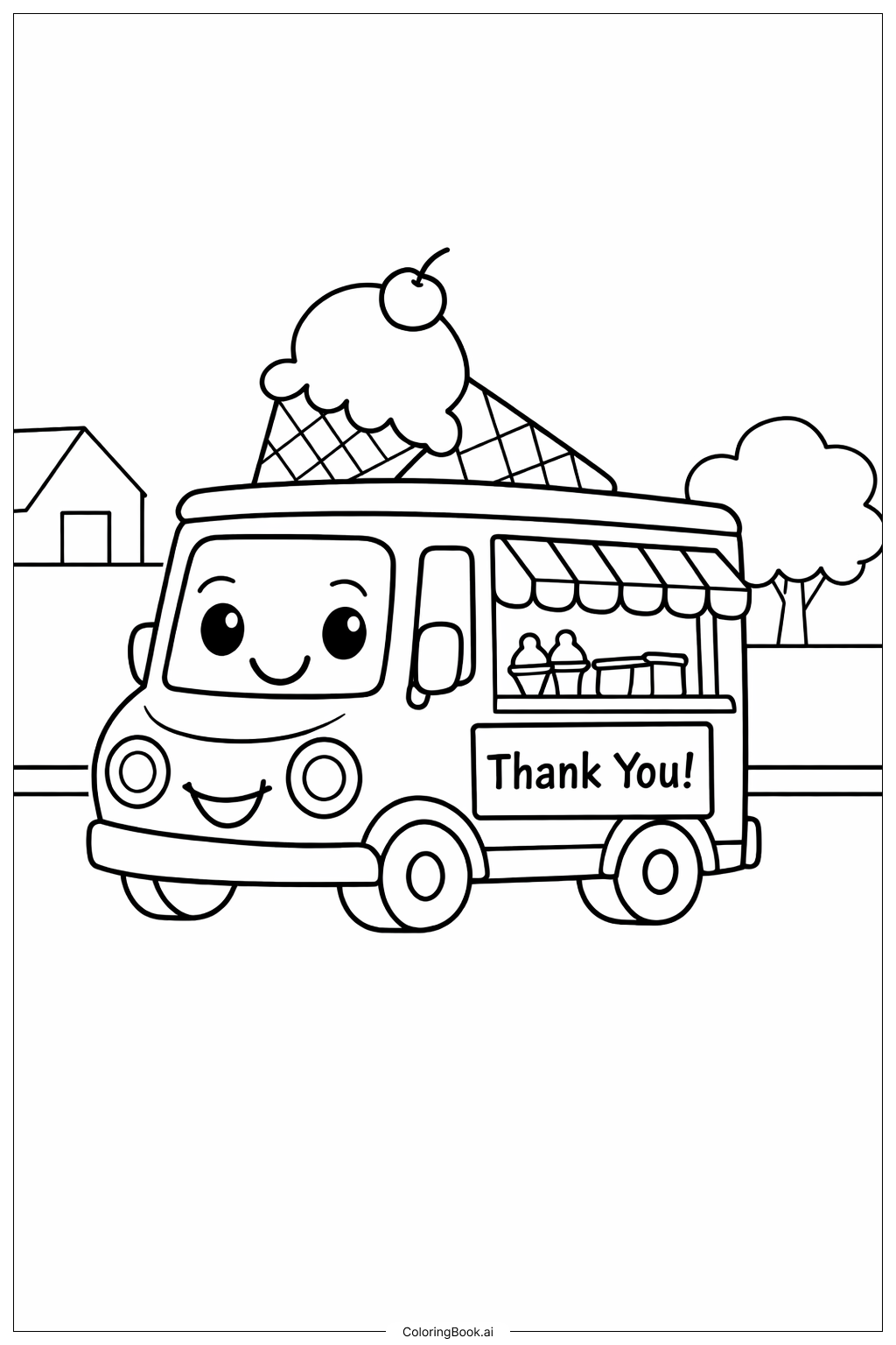  Thank You Ice Cream Truck Coloring Page 