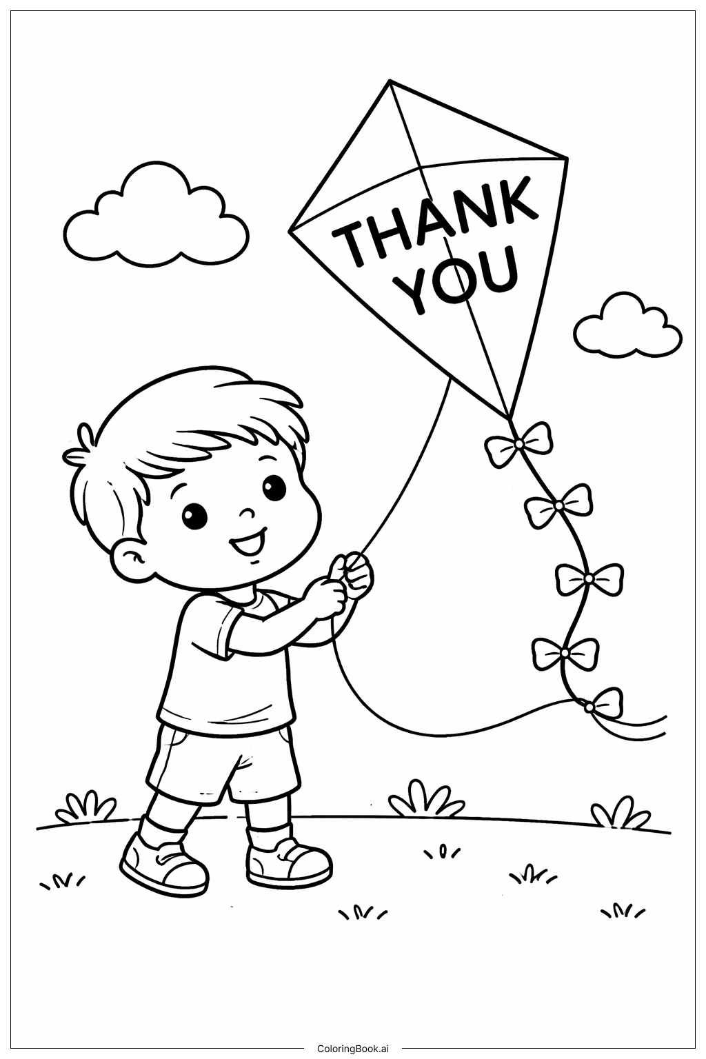  感謝風箏飛天著色頁 
