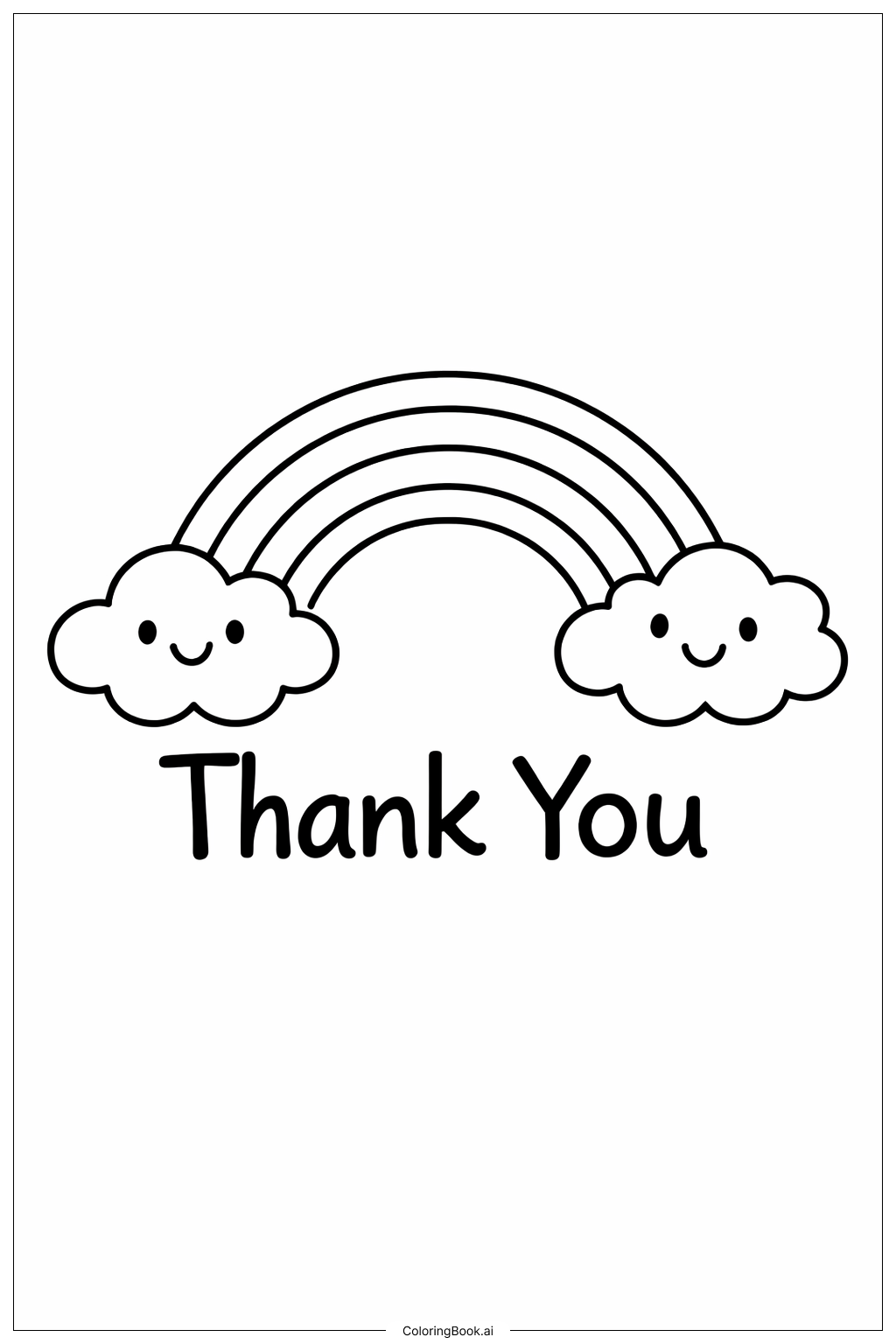  Thank You Rainbow And Clouds Coloring Page 
