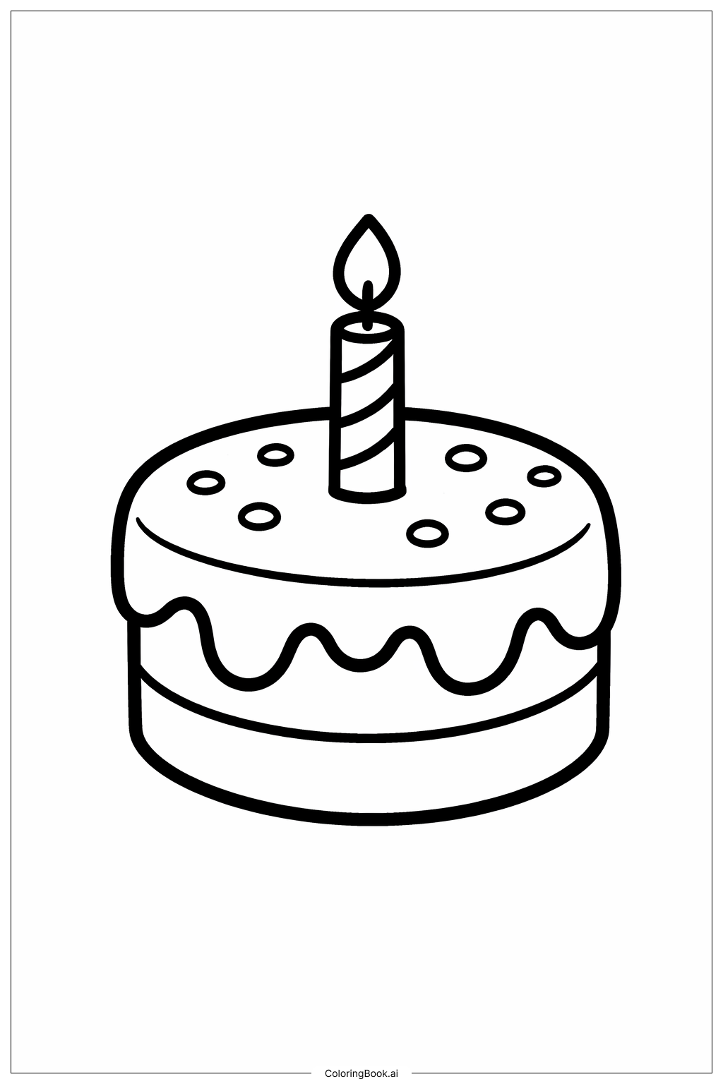  ありがとうシンプルケーキの塗り絵ページ 