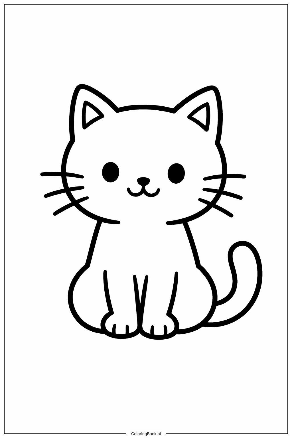  ありがとう 笑顔の猫の塗り絵ページ 