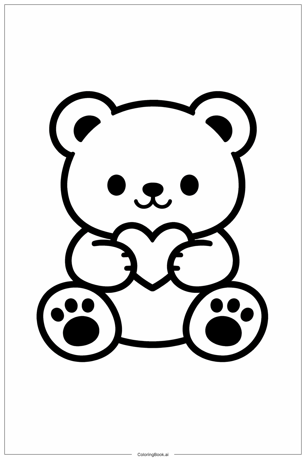  ありがとうテディベアの塗り絵ページ 