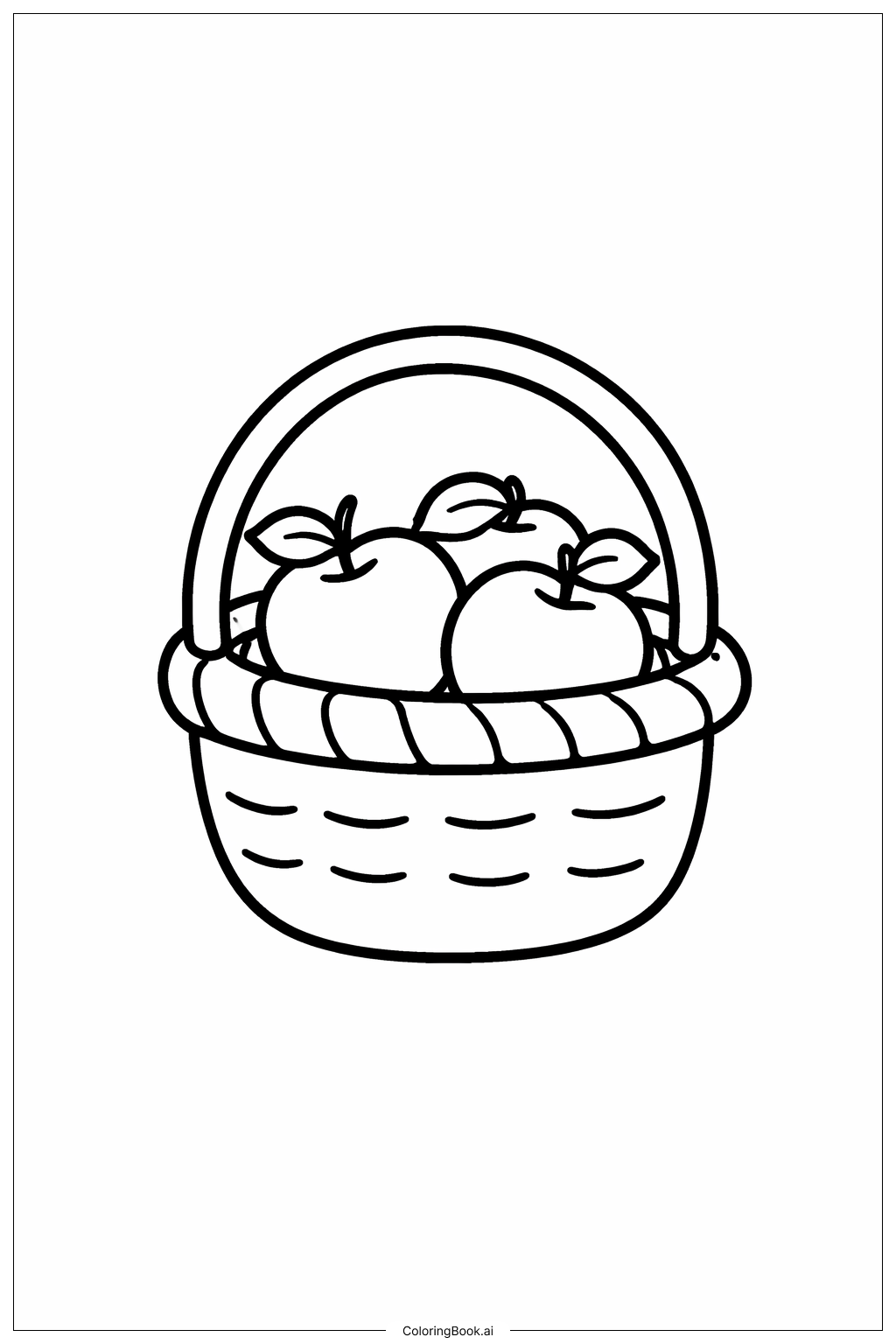 Página para colorear de Cesta de Manzanas del Día de Acción de Gracias