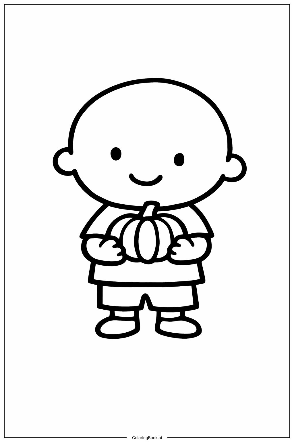 Página para colorear de Niño del Día de Acción de Gracias con Calabaza