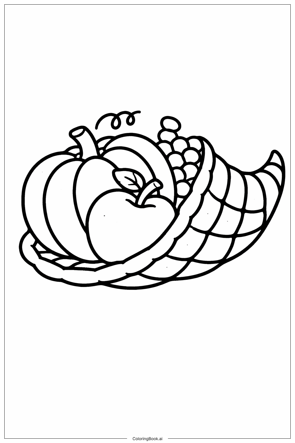 Página para colorear de Cuerno de la abundancia del Día de Acción de Gracias