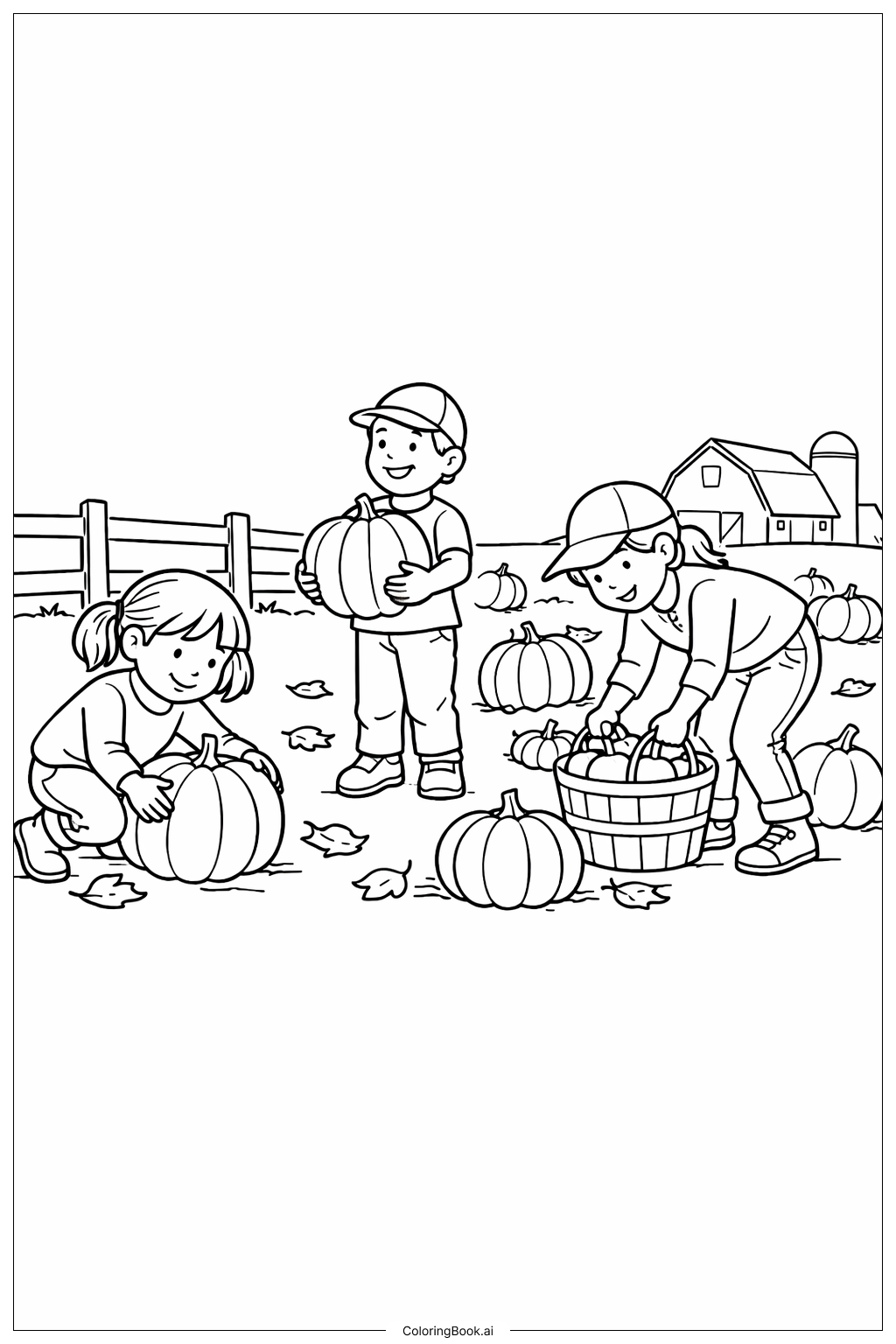 Página para colorear de Parcela de Calabazas del Día de Acción de Gracias