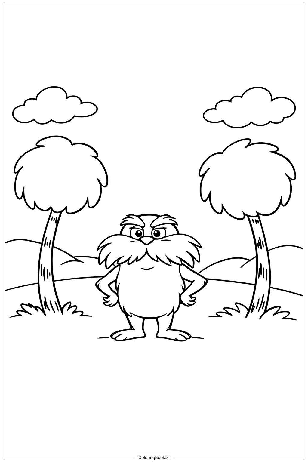  Página para colorir de O Lorax Sob as Árvores Truffula 