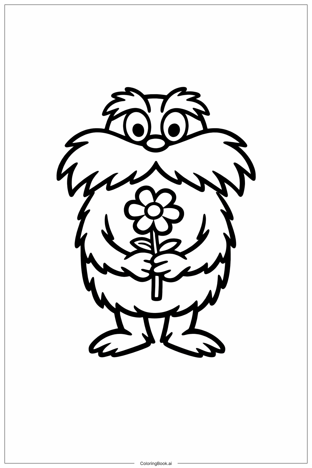  Página para colorir de O Lorax Segurando uma Flor 
