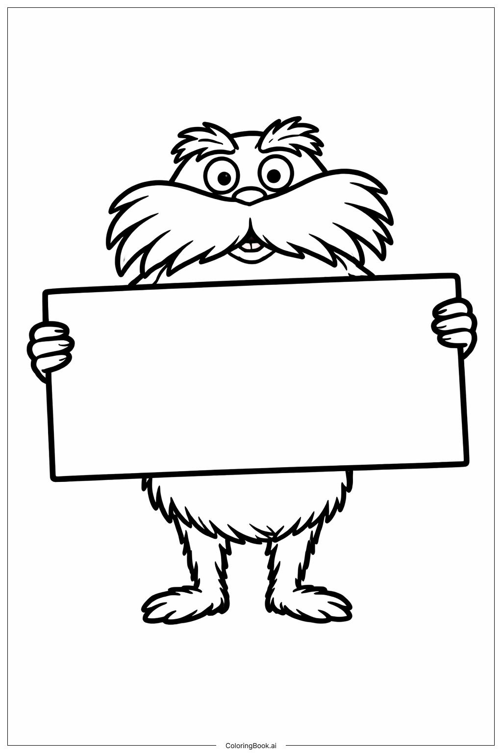  Página para colorir de O Lorax Segurando uma Placa 