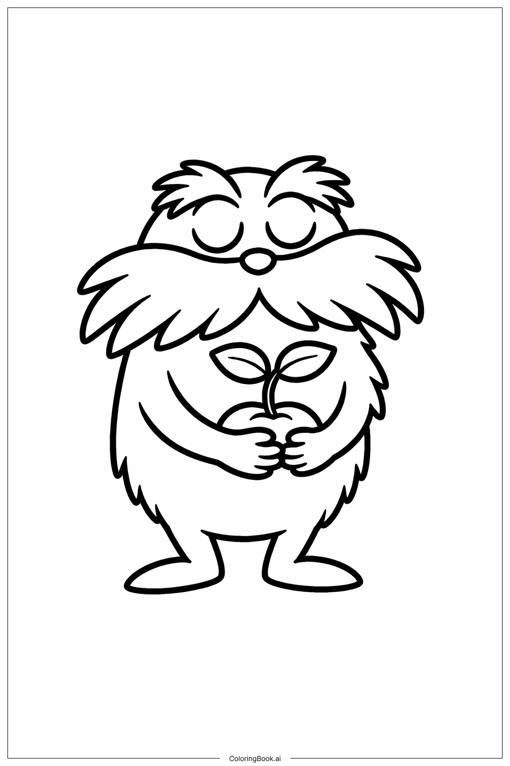  Página para colorir de O Lorax Abraçando uma Muda 