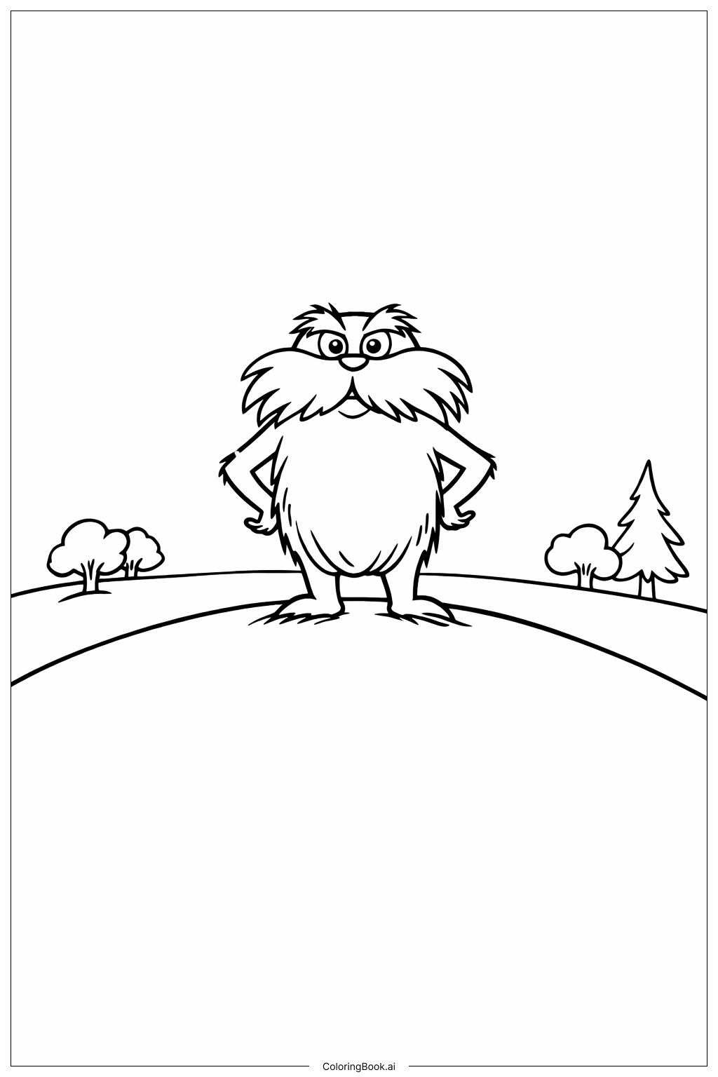  Página para colorir de O Lorax no Topo da Colina 