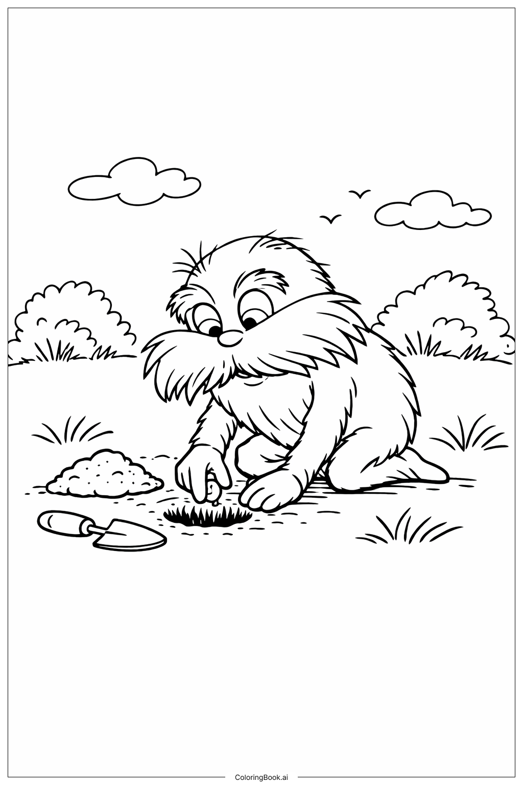  Página para colorir de O Lorax Plantando uma Semente 