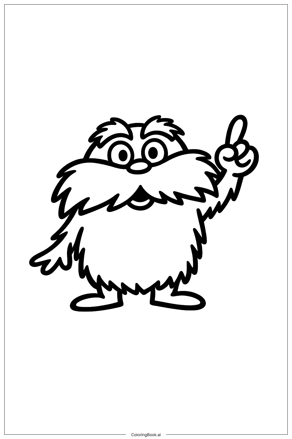  Página para colorir de O Lorax Apontando para Cima 