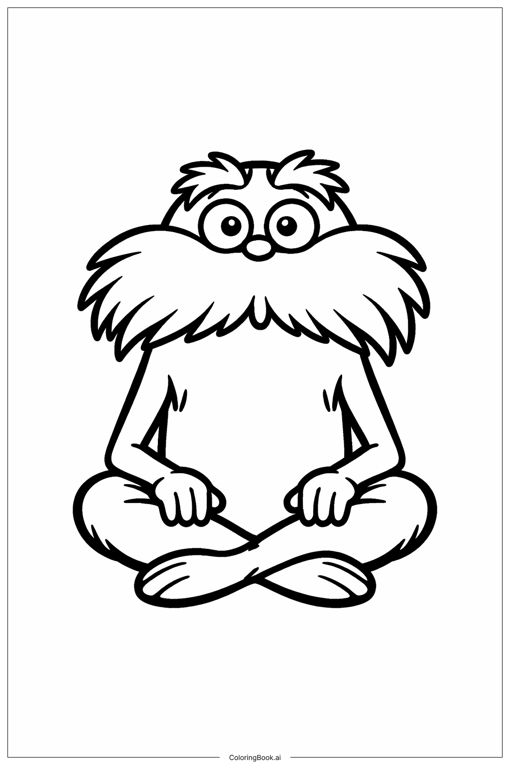  Página para colorir de O Lorax Sentado de Pernas Cruzadas 