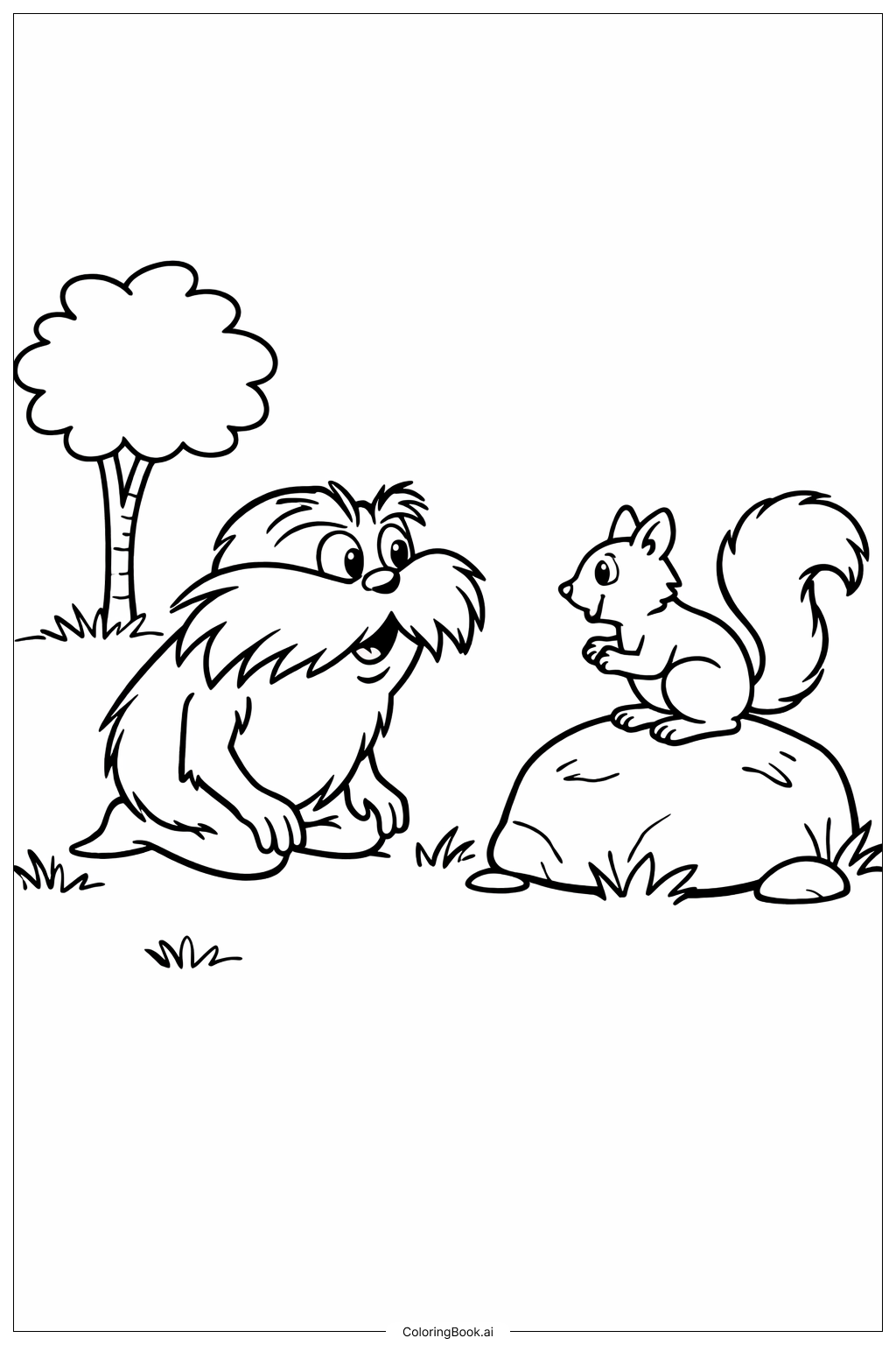  Página para colorir de O Lorax Falando com um Esquilo 
