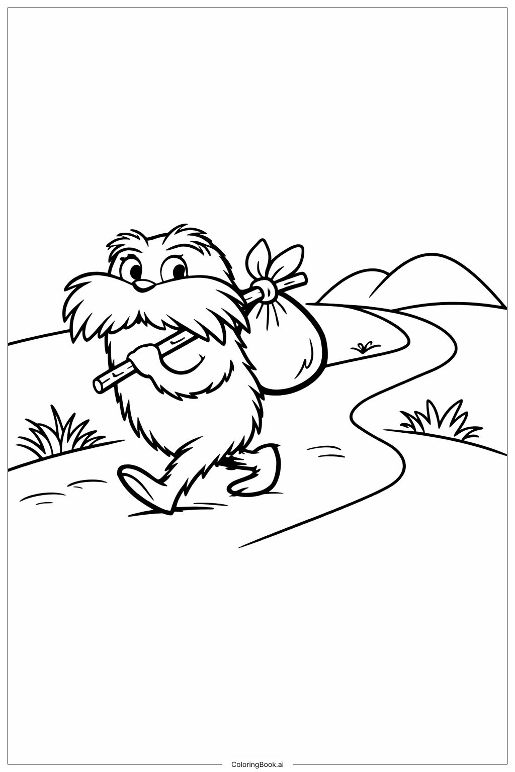  Página para colorir de O Lorax com um Saco de Sementes 