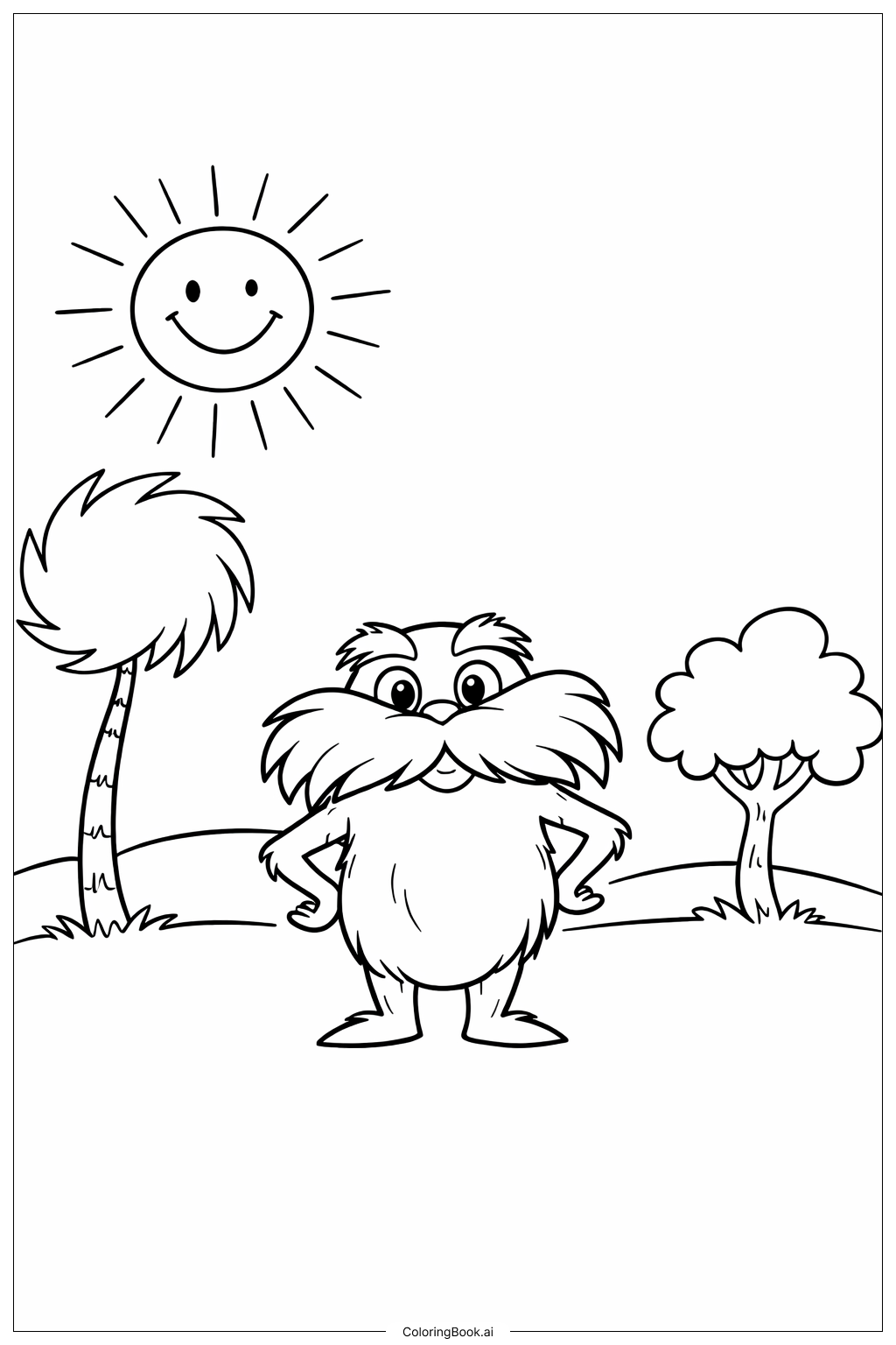  Página para colorir de O Lorax com um Sol 