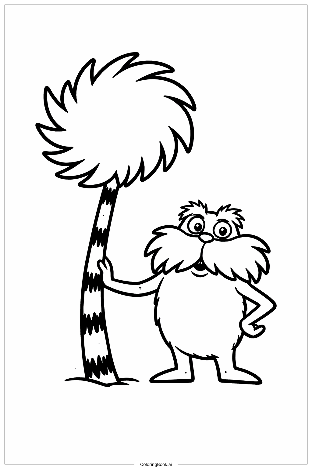  Página para colorir de O Lorax com uma Árvore Truffula 