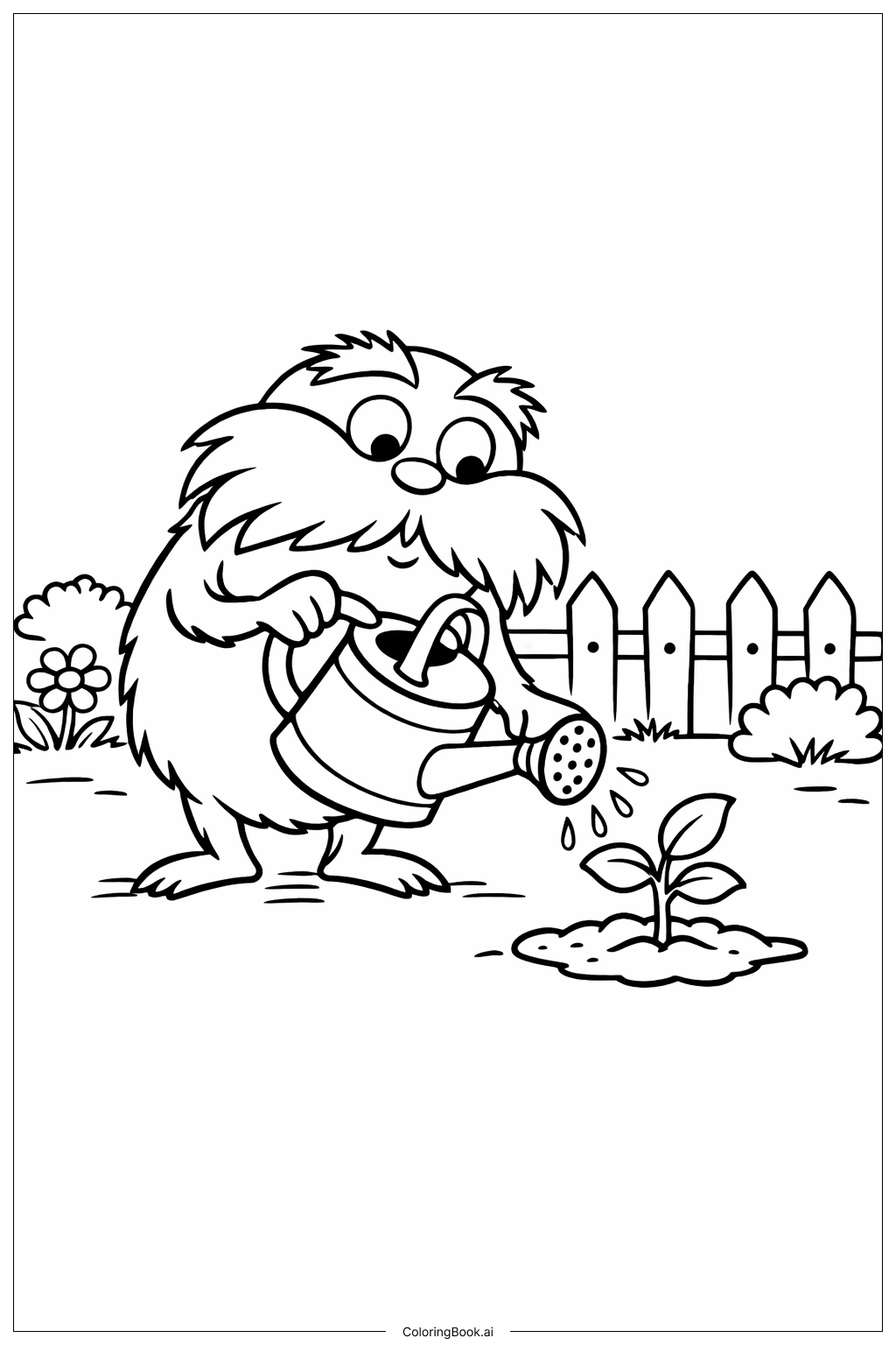  Página para colorir de O Lorax com um Regador 