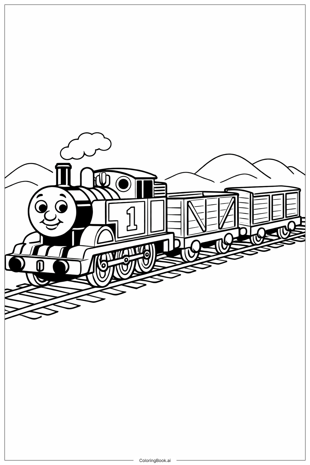  托马斯小火车与货车填色页 