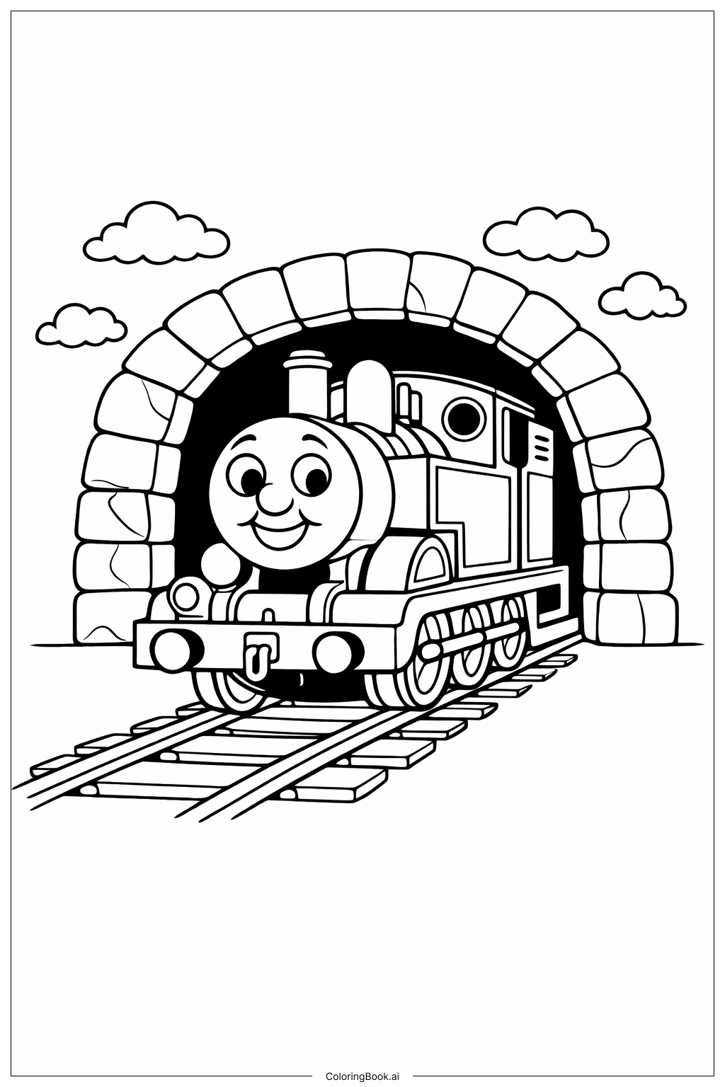  托马斯火车穿越隧道填色页 