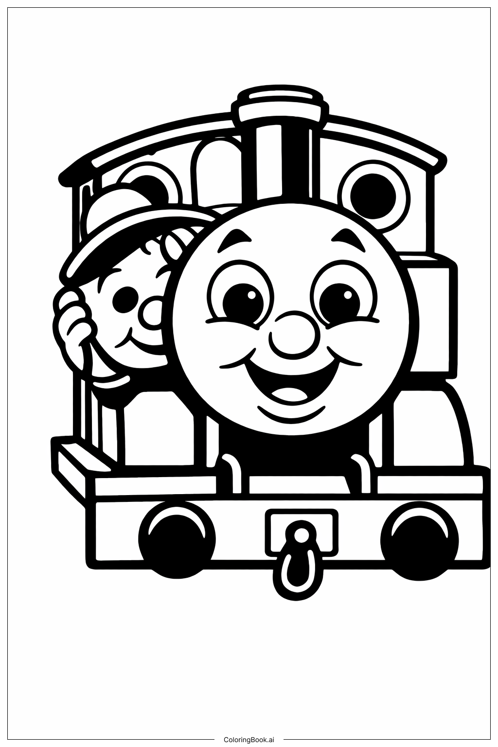  托马斯小火车躲猫猫填色页 