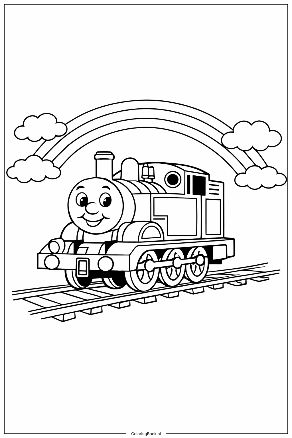  Thomas The Train Under Rainbow Coloring Page 