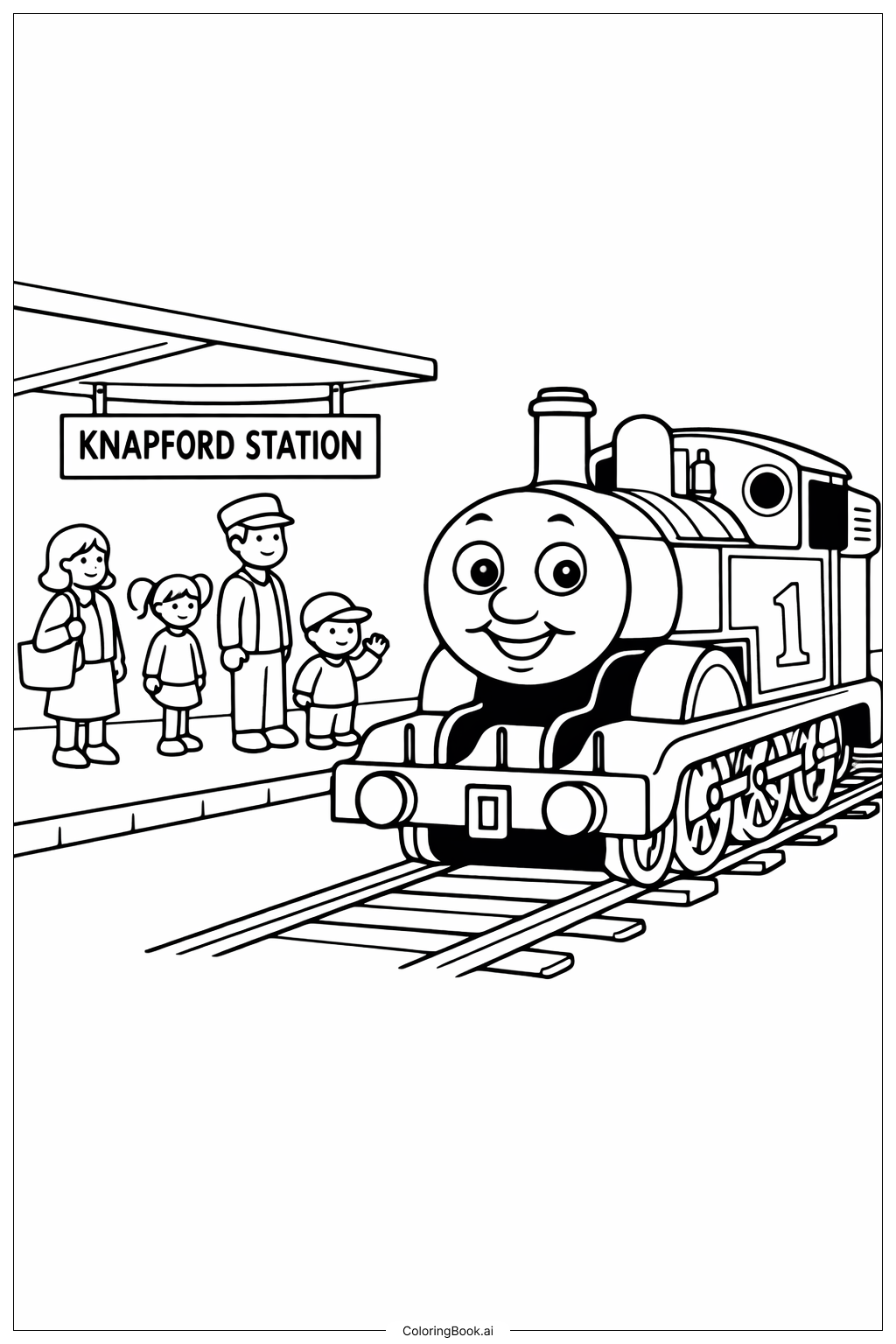  托马斯小火车等候站台填色页 