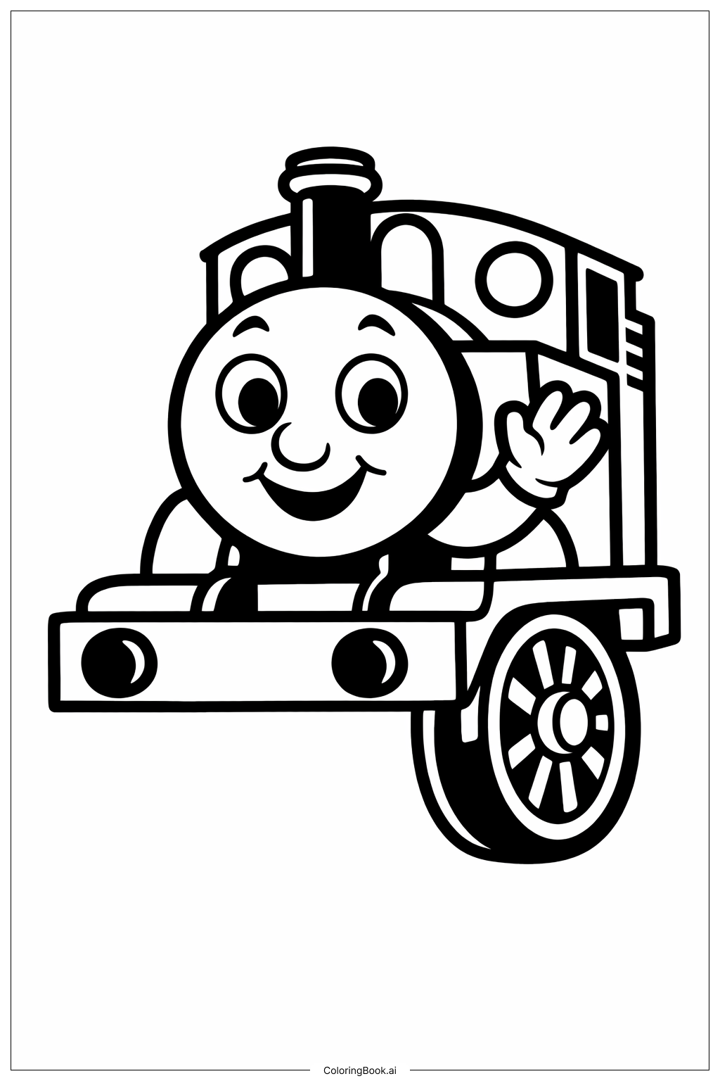 挥手的托马斯火车填色页 