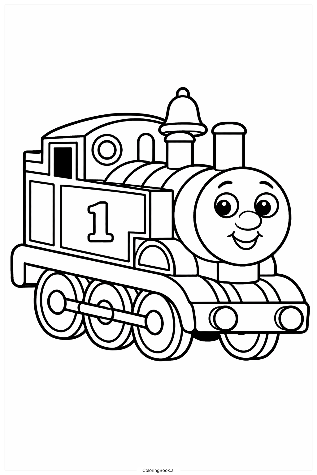  带铃铛的托马斯火车填色页 