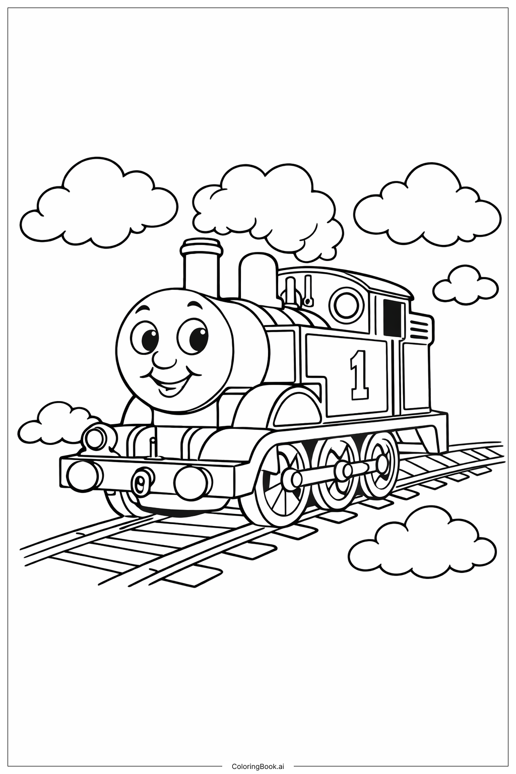  Thomas The Train With Clouds Coloring Page 