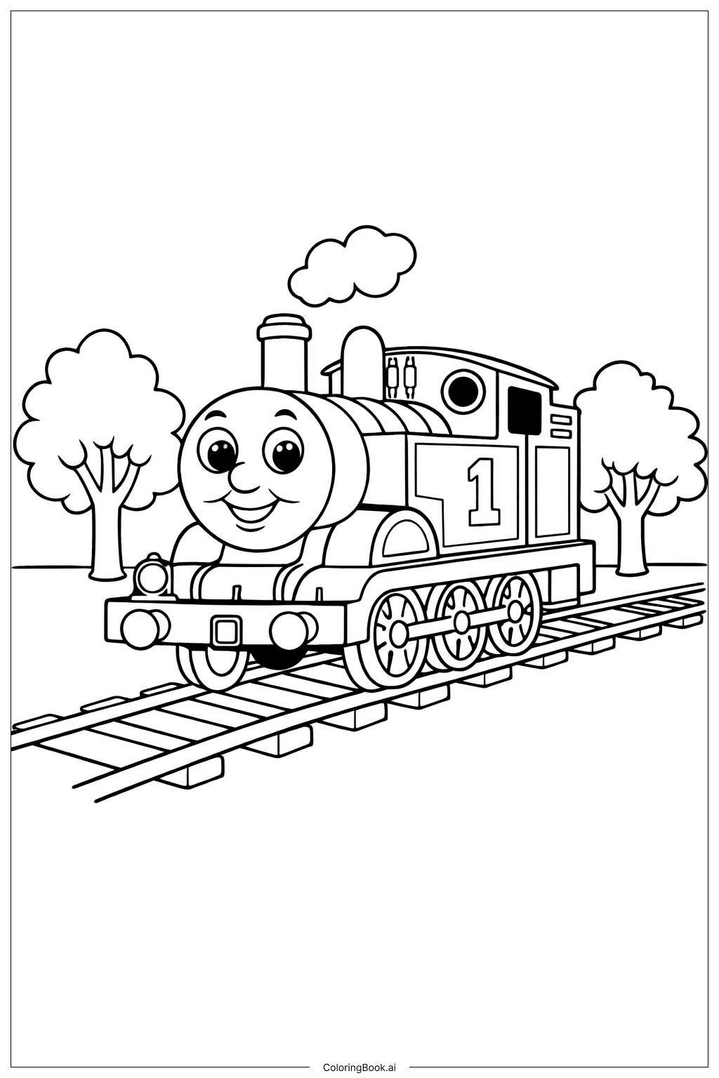  Thomas The Train With Trees Coloring Page 