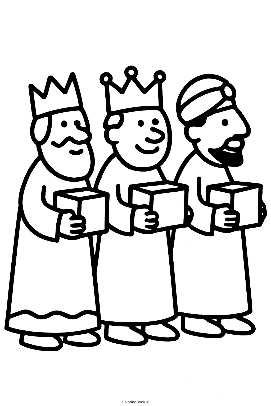 Three Kings Carrying Boxes Coloring Page