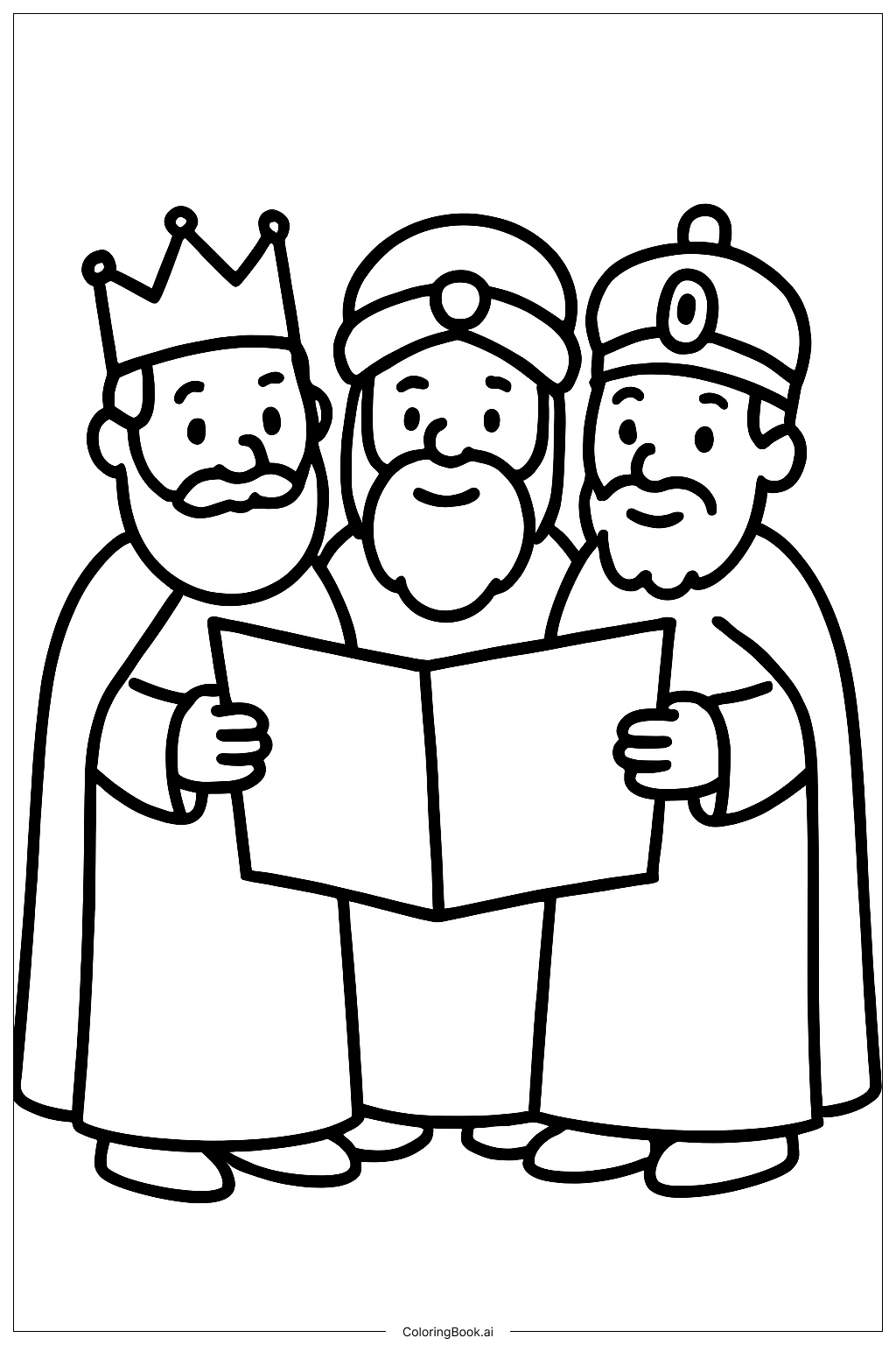 Three Kings With Map Coloring Page