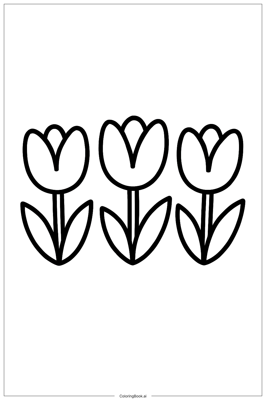  Three Tulip Trio Coloring Page 