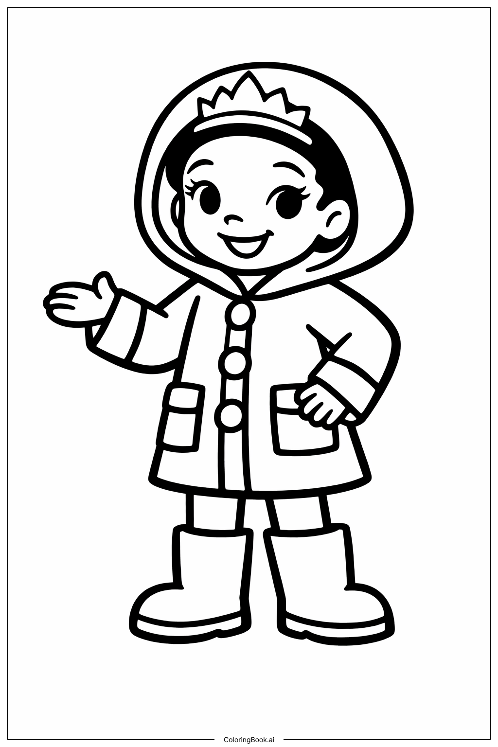  Page de coloriage Tiana en Imperméable 